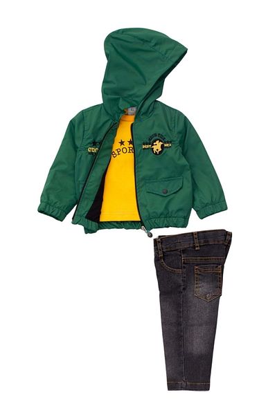ww waka waka kids store Hooded Embroidered Raincoat Printed Badi Pants Boys' Set