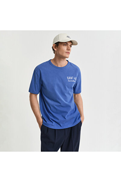 Gant Erkek Lacivert Relaxed Fit Bisiklet Yaka Logolu T-Shirt