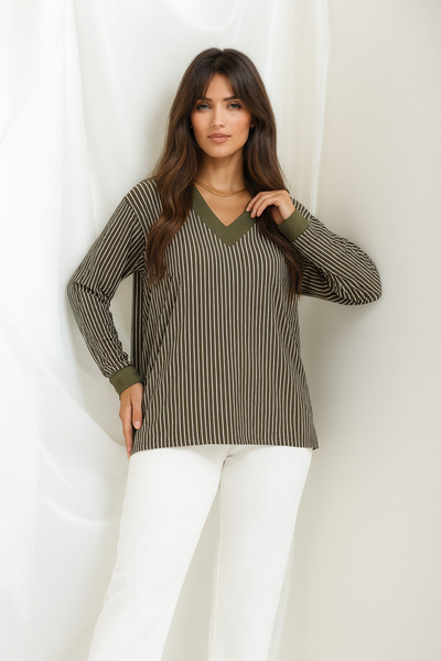 Mivoon Bamboo Viscose Fabric V-Neck Long Sleeve Blouse – Plus Size (Xl–6Xl)