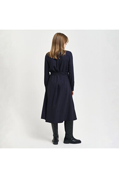 Gant Kadın Lacivert Regular Fit Düğmeli Yaka Elbise