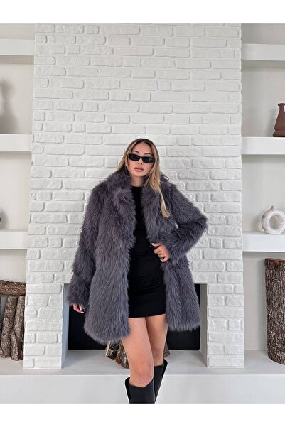 VESS MODA Жіночий розкішний якісний довгий штучний хутряний пальто