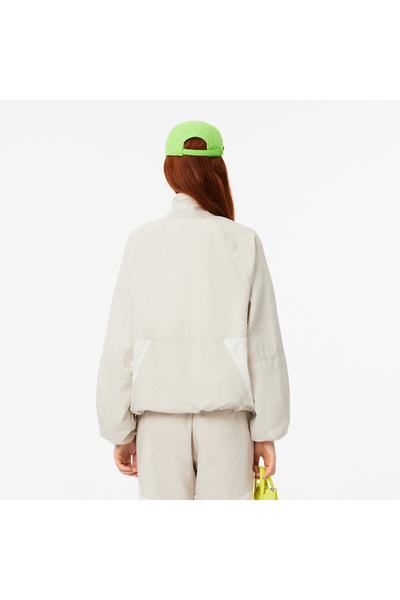 Lacoste Kadın Relaxed Fit Uzun Kollu Kapüşonlu Gri Ceket