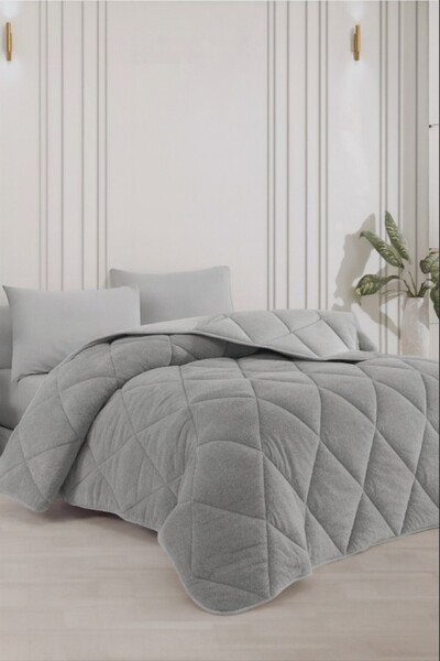 cs ilkim Cs İlki̇m Single Luxury Gray Welsoft Quilt Double Sided 155X215