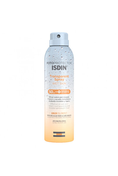 ISDIN Spray de corp transparent cu protecție solară Wet Skin, SPF 50, 250 ml