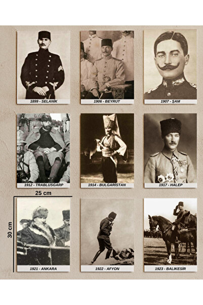 BERSONAY 1899–1938 Atatürk Fotoğraflarıyla Kronolojik Albüm 25 Parçalı MDF Duvar Seti
