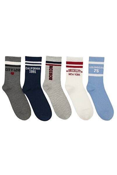 JUST SOCKS 5-парен детски колежански чорап от памук