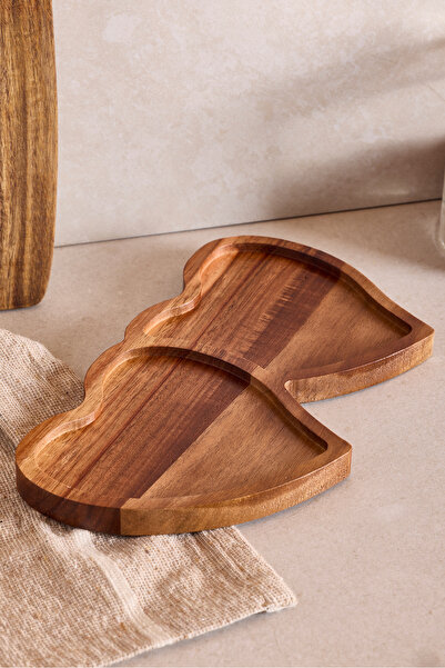 Perotti Acacia Heart Presentation Plate 25X14 cm