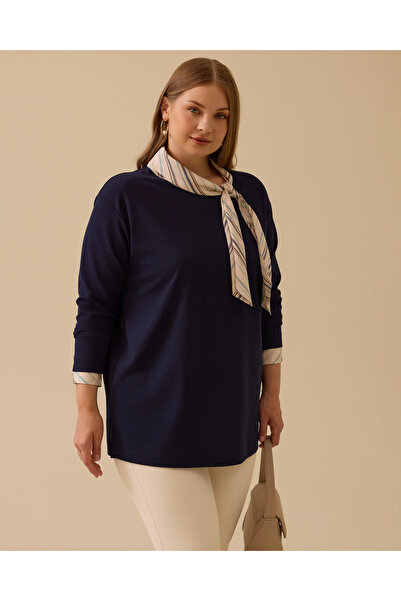 Gala-Xi Plus Size Scarf Collar Blouse