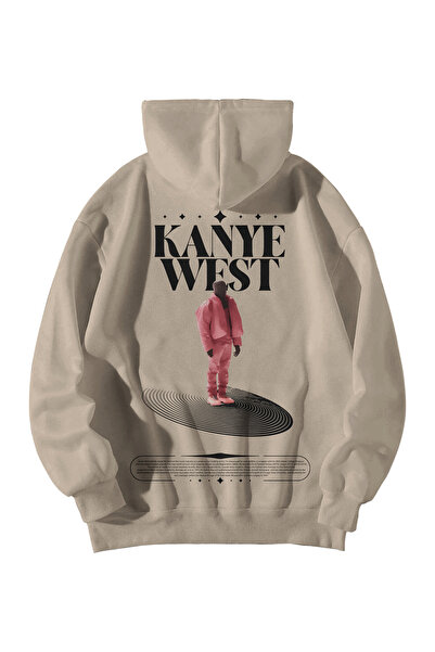 Harajuku Style Women Men Cream Kanye West Poster Printed Oversize Hoodie with...
