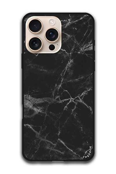Theodor جراب واقٍ مضاد للخدش والصدمات لهاتف iPhone 16 Pro (6.3) بوصة، رخام أسود