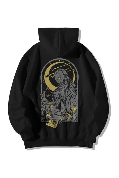 Harajuku Style Μαύρο Γυναικείο και Ανδρικό Φούτερ με Κουκούλα, Τσέπη Καγκουρό...