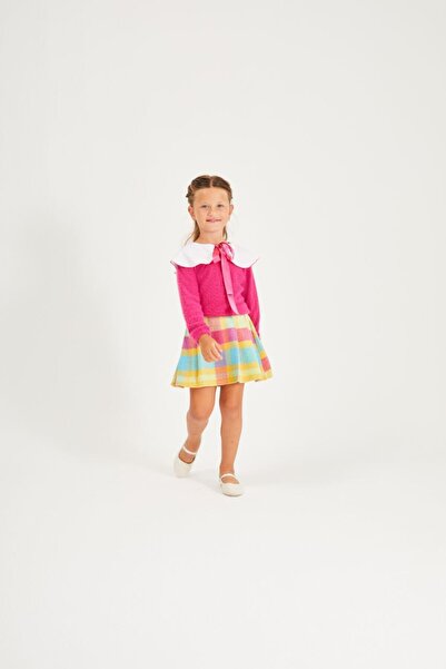 noliva bebek ve çocuk “Girl's Special Day Vintage Plaid Skirt and Bow Sweater Set”