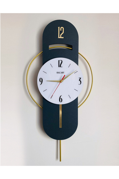 Racart Cam Yüzeyli Metal halkalı Dekoratif Duvar Saati