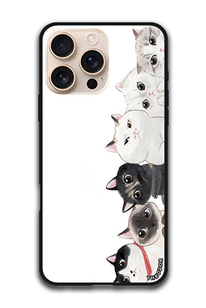 Theodor جراب واقٍ مضاد للخدش والصدمات لهاتف iPhone 16 Pro (6.3) بوصة قطط لطيفة