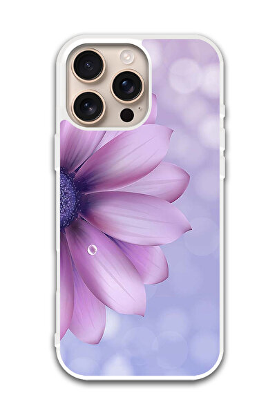 Theodor غطاء حماية لهاتف أبل آيفون 16 برو - زهرة أرجوانية (مصد أبيض)