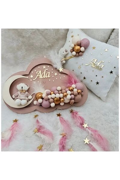 Çemrek Süs Parti Powder Gold Cloud Door Ornament and Jewelry Pillow Baby Door Ornament
