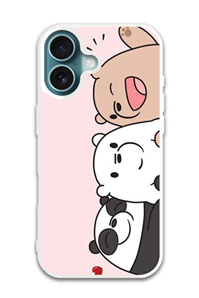 Theodor غطاء حماية لهاتف أبل آيفون 16 بلس، ثري فريندز باندا (مصد أبيض)