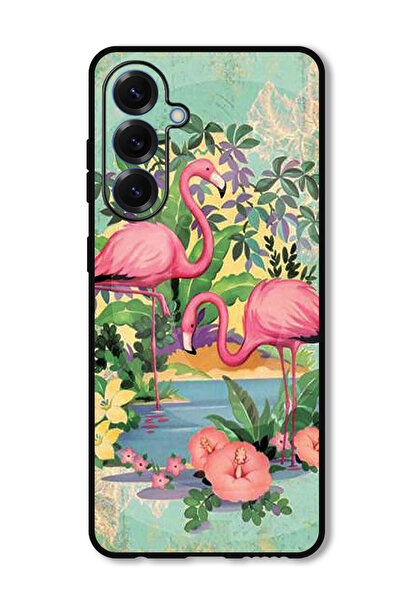 Theodor جراب واقٍ مضاد للخدش والصدمات لهاتف Samsung Galaxy S25 Plus بتصميم طيور النحام الوردي