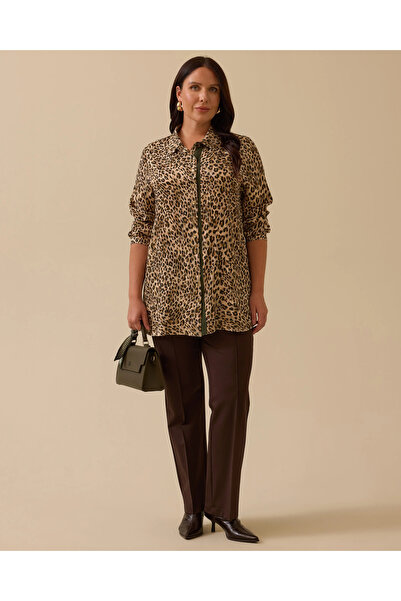 Rain and River Plus Size Leopard Patterned Shirt