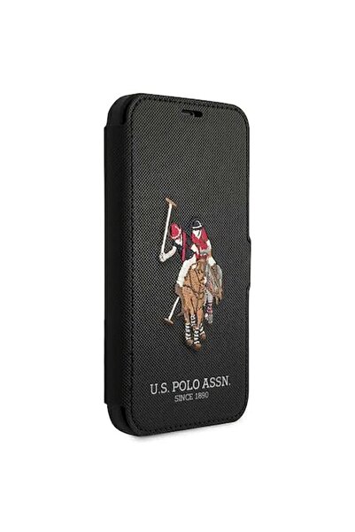 U.S. Polo Assn. U.S. Polo Embroidery Book Case for Apple iPhone 12 Mini - Black