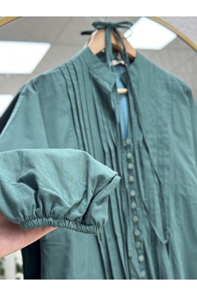 BENAHOLL Φόρεμα Loryla με ραβδώσεις στο μπροστινό μέρος με ρέλι Voile-EK606.1 Mint