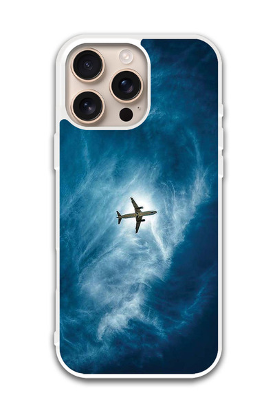 Theodor غطاء حماية لهاتف أبل آيفون 16 برو ماكس، طائرة في السماء (مصد أبيض)