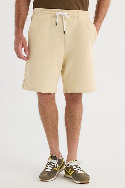 Tudors Men's Relax Fit Relaxed Cut 100% Cotton Beige Shorts with Lacing at the Waist