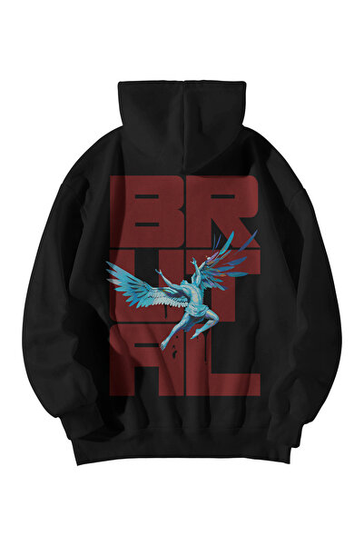 Harajuku Style Γυναικείο Ανδρικό Μαύρο Φούτερ με στάμπα "Brutal Falling Angel...