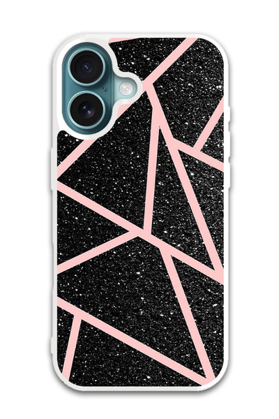 Theodor Protective Case Cover For APPLE IPHONE 16 Pink lines (White Bumper)