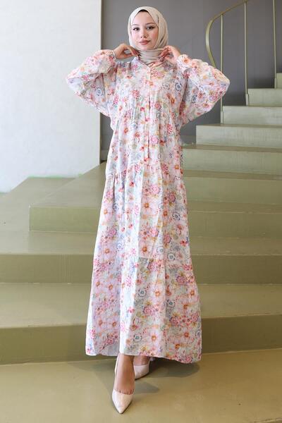 hafsamina Φόρεμα Modal με μοτίβο λουλουδιών Ροζ HM2797