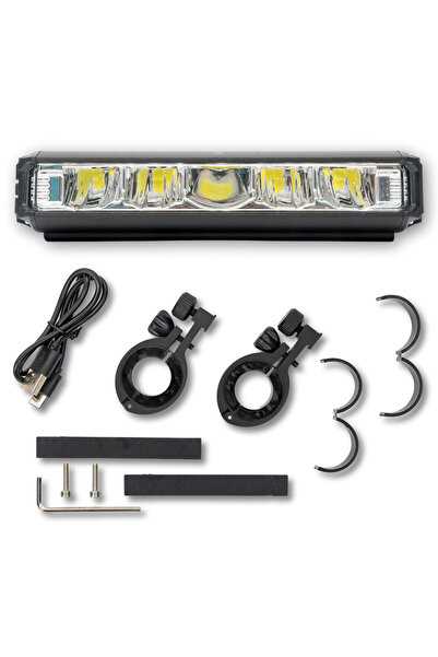 SpectrumPoint Lumina frontala LED bicicleta, luminozitate 1800 lumeni, baterie 4000 mAh, incarcare USB, negru