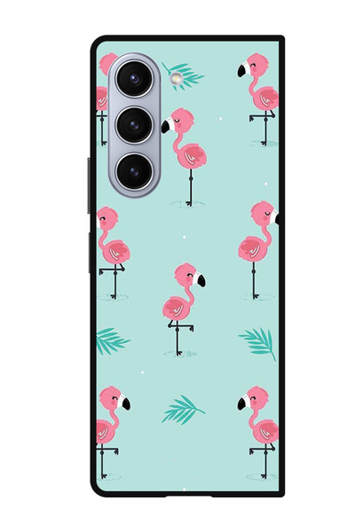 Theodor جراب واقٍ مضاد للخدش والصدمات لهاتف Samsung Galaxy Z Fold 5 بنمط فلامنغو