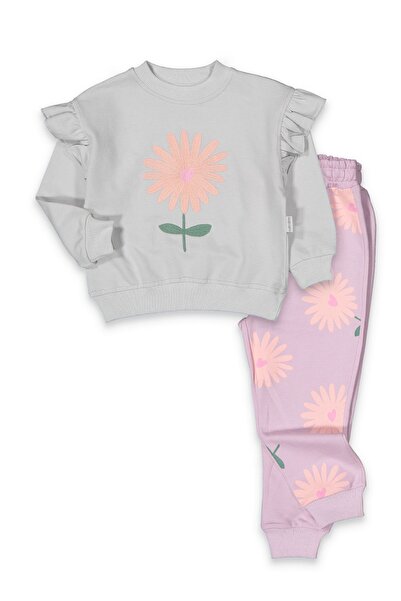 baby flamindo طقم بدلة رياضية للفتيات مطرزة بالزهور من BABY FLAMINDO