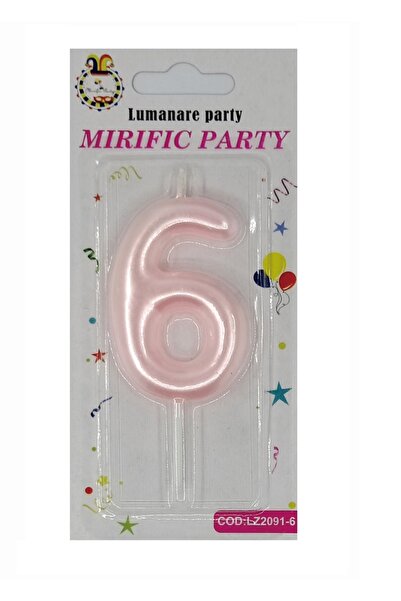 SDX Market Lumânare tort, numărul 6, roz perlat