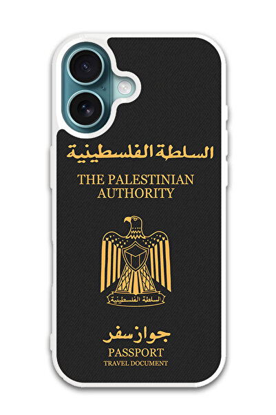 Theodor غطاء حماية لجهاز أبل آيفون 16 بلس جواز سفر فلسطيني (واقي أبيض)