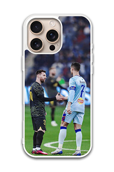 Theodor غطاء حماية لهاتف أبل آيفون 16 برو ميسي ورونالدو (مصد أبيض)