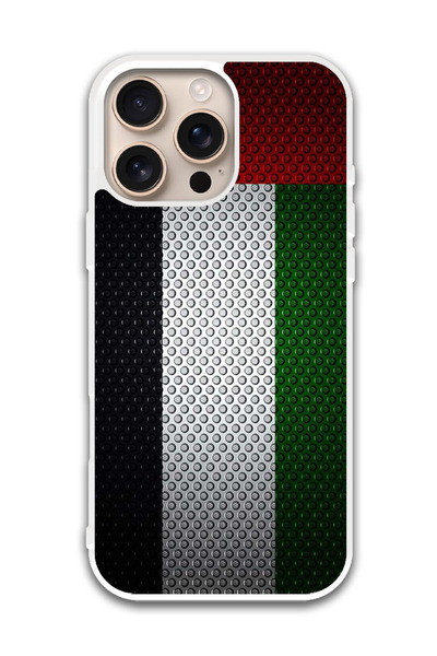 Theodor غطاء حماية لجهاز أبل آيفون 16 برو ماكس علم الإمارات (مصد أبيض)