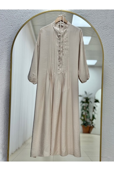 BENAHOLL Φόρεμα με πλισέ με κουμπιά Maruna Poplin-NA2404 Stone