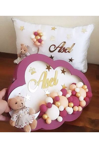 Çemrek Süs Parti Pink Gold Cloud Door Ornament and Jewelry Pillow Baby Door Ornament