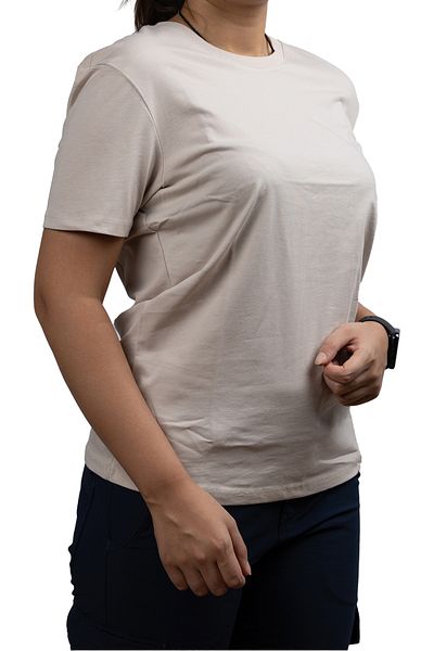 Huğlu Fit Cut Beige Crew Neck Unisex T-Shirt