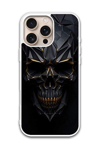 Theodor غطاء حماية لهاتف أبل آيفون 16 برو ماكس، رسمة جمجمة (مصد أبيض)