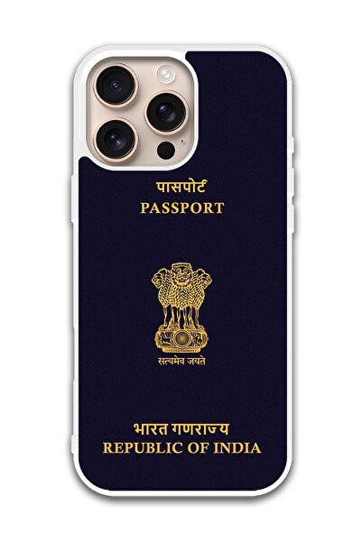 Theodor غطاء حماية لهاتف أبل آيفون 16 برو ماكس (جواز سفر هندي) (مصد أبيض)