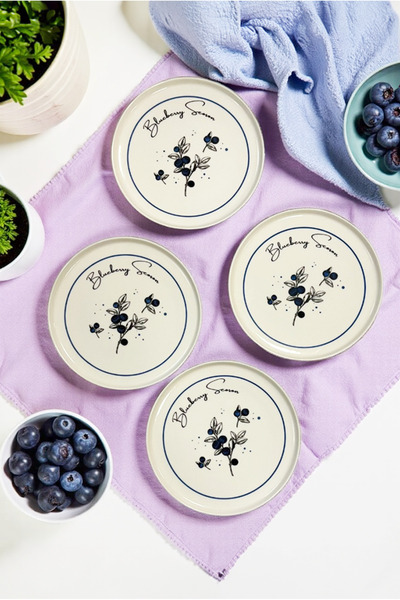 FH finehome Blueberry Season Porcelain 4-Piece Cake Plate 21cm