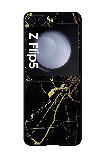 Theodor جراب واقٍ مضاد للخدش والصدمات لهاتف Samsung Galaxy Z Flip 5 بملمس رخامي