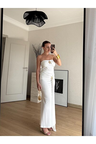 BAŞARAN Λευκό φόρεμα Stella Elegance