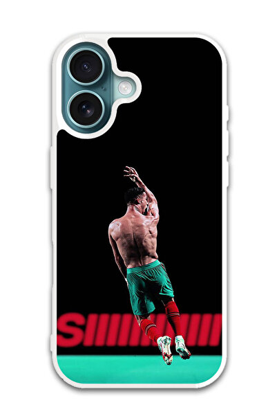 Theodor غطاء حماية لهاتف أبل آيفون 16 رونالدو في الهواء (مصد أبيض)