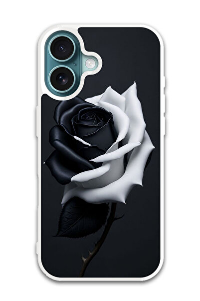 Theodor غطاء حماية لجهاز أبل آيفون 16 باللونين الأسود والأبيض (واقي أبيض)