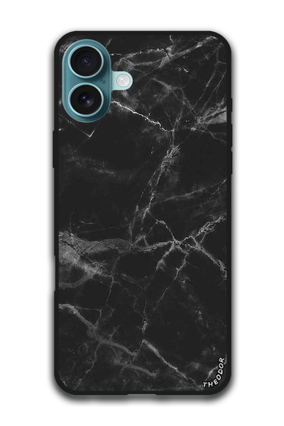 Theodor جراب واقٍ مضاد للخدش والصدمات لهاتف iPhone 16 (6.1) بوصة، رخامي أسود