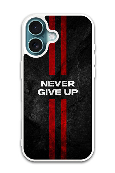 Theodor غطاء حماية لجهاز أبل آيفون 16 بخطوط Never Give up (مصد أبيض)