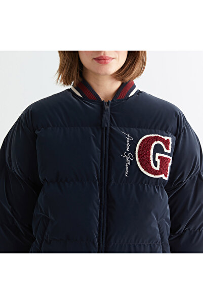Gant Kadın Lacivert Hakim Yaka Logolu Bomber Ceket